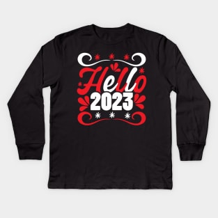 MERRY CHRISTMAS - HAPPY NEW YEAR 2023 Kids Long Sleeve T-Shirt